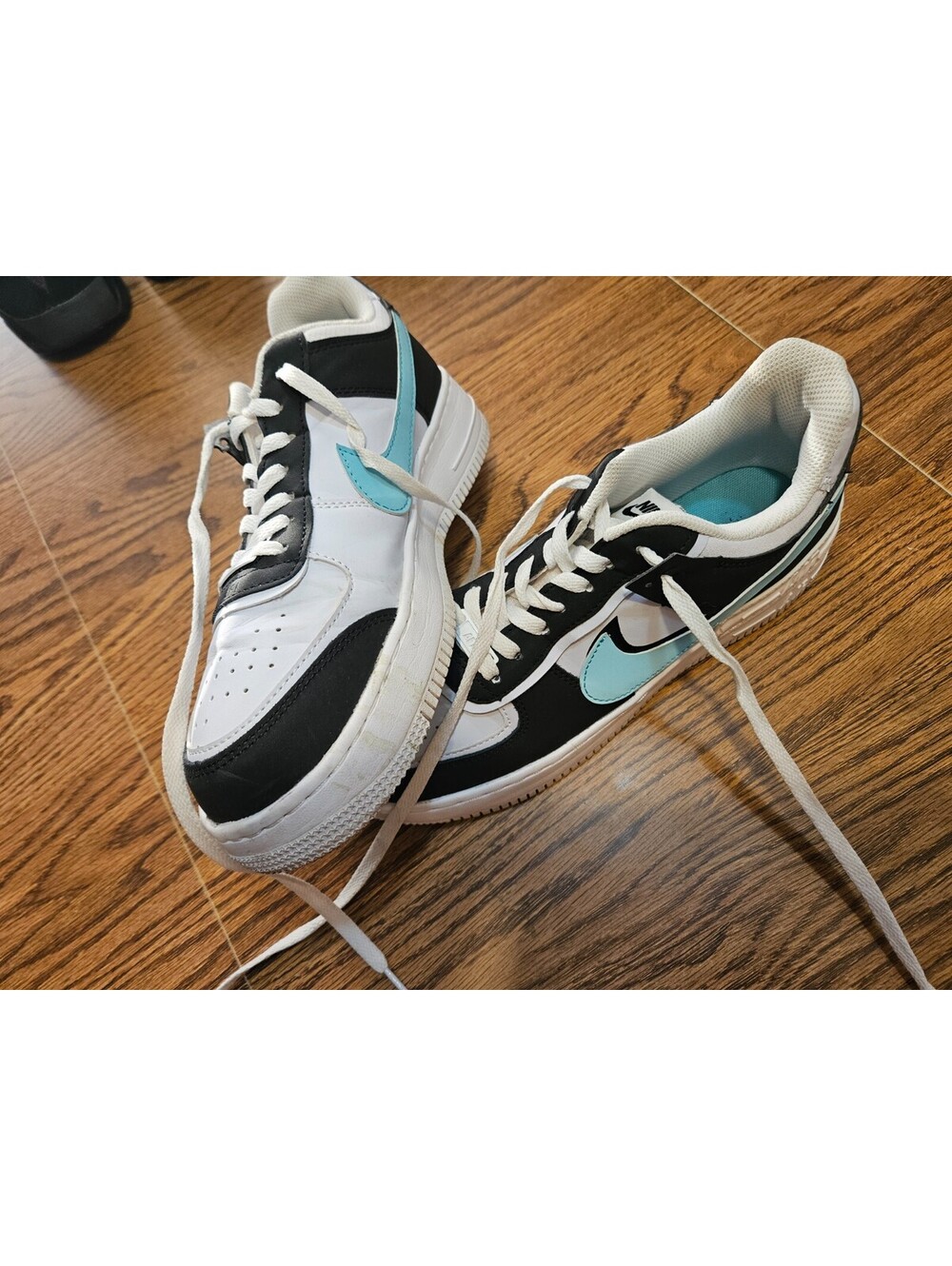 Nike Air Force Shadow Black Blue Aurora Suede Leather Womens Sneaker Size 9.5